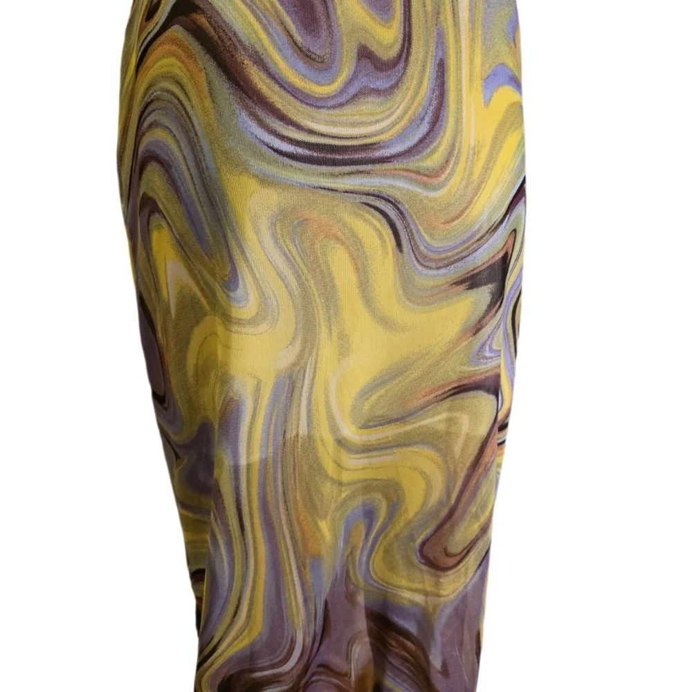 Urban Outfitters Uo Sol Mesh Strapless Midi Dress Tie Up Front With Slit, Sz SP - Picture 9 of 10